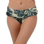 Abstract Art Tropical Leaves Frill Bikini Bottoms