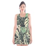 Abstract Art Tropical Leaves Scoop Neck Skater Dress