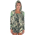 Abstract Art Tropical Leaves Long Sleeve Hooded T-shirt