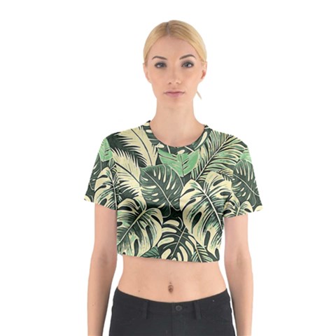 Abstract Art Tropical Leaves Cotton Crop Top from ArtsNow.com