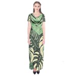 Abstract Art Tropical Leaves Short Sleeve Maxi Dress