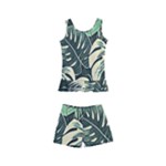 Abstract Art Tropical Leaves Kids  Boyleg Swimsuit