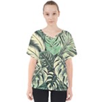 Abstract Art Tropical Leaves V-Neck Dolman Drape Top