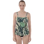 Abstract Art Tropical Leaves Twist Front Tankini Set