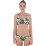 Abstract Art Tropical Leaves Cross Back Hipster Bikini Set