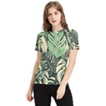 Abstract Art Tropical Leaves Women s Short Sleeve Rash Guard