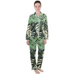 Abstract Art Tropical Leaves Women s Long Sleeve Satin Pajamas Set	