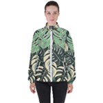 Abstract Art Tropical Leaves Women s High Neck Windbreaker