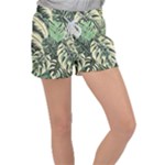 Abstract Art Tropical Leaves Women s Velour Lounge Shorts