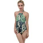 Abstract Art Tropical Leaves Go with the Flow One Piece Swimsuit