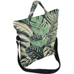 Abstract Art Tropical Leaves Fold Over Handle Tote Bag