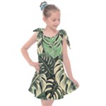 Abstract Art Tropical Leaves Kids  Tie Up Tunic Dress