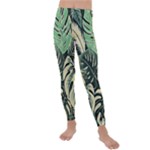 Abstract Art Tropical Leaves Kids  Lightweight Velour Leggings