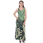 Abstract Art Tropical Leaves Sleeveless Velour Maxi Dress