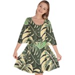 Abstract Art Tropical Leaves Velour Kimono Dress