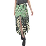 Abstract Art Tropical Leaves Velour Split Maxi Skirt