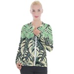 Abstract Art Tropical Leaves Casual Zip Up Jacket