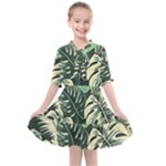 Abstract Art Tropical Leaves Kids  All Frills Chiffon Dress