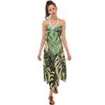 Abstract Art Tropical Leaves Halter Tie Back Dress 