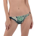 Abstract Art Tropical Leaves Ring Detail Bikini Bottoms