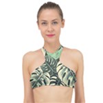 Abstract Art Tropical Leaves High Neck Bikini Top