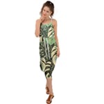 Abstract Art Tropical Leaves Waist Tie Cover Up Chiffon Dress