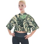 Abstract Art Tropical Leaves Mock Neck T-Shirt