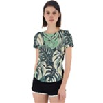 Abstract Art Tropical Leaves Back Cut Out Sport T-Shirt