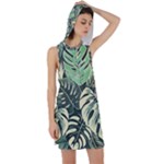 Abstract Art Tropical Leaves Racer Back Hoodie Dress