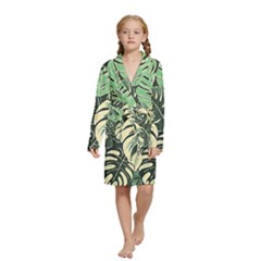 Abstract Art Tropical Leaves Kids  Long Sleeve Velvet Lounge Robe from ArtsNow.com