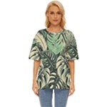 Abstract Art Tropical Leaves Oversized Basic T-Shirt