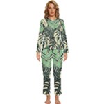 Abstract Art Tropical Leaves Womens  Long Sleeve Lightweight Pajamas Set