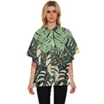 Abstract Art Tropical Leaves Women s Batwing Button Up Shirt