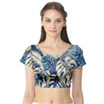 Abstract Art Tropical Leaves Short Sleeve Crop Top