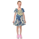 Abstract Art Tropical Leaves Kids  Short Sleeve Velvet Dress