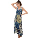 Abstract Art Tropical Leaves V-Neck Chiffon Maxi Dress