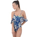 Abstract Art Tropical Leaves Drape Piece Swimsuit