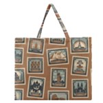 Retro Postage Seamless Pattern Zipper Large Tote Bag