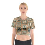 Retro Postage Seamless Pattern Cotton Crop Top