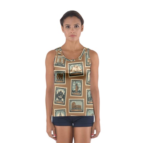 Retro Postage Seamless Pattern Sport Tank Top  from ArtsNow.com