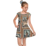 Retro Postage Seamless Pattern Kids  Cap Sleeve Dress