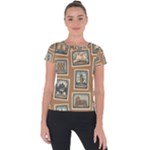 Retro Postage Seamless Pattern Short Sleeve Sports Top 