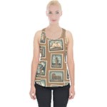 Retro Postage Seamless Pattern Piece Up Tank Top