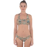 Retro Postage Seamless Pattern Cross Back Hipster Bikini Set