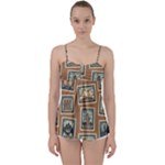 Retro Postage Seamless Pattern Babydoll Tankini Top