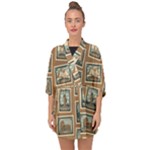 Retro Postage Seamless Pattern Half Sleeve Chiffon Kimono