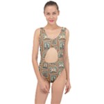 Retro Postage Seamless Pattern Center Cut Out Swimsuit