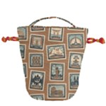 Retro Postage Seamless Pattern Drawstring Bucket Bag