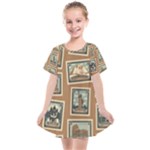 Retro Postage Seamless Pattern Kids  Smock Dress