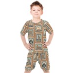 Retro Postage Seamless Pattern Kids  T-Shirt and Shorts Set